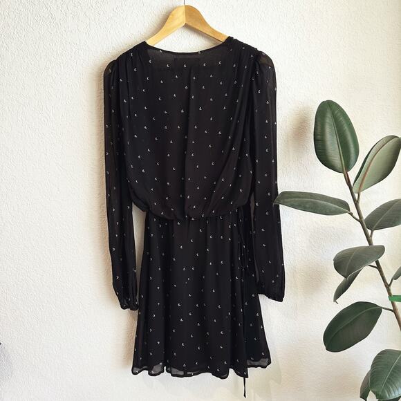 Reformation Laughlin Wrap Mini Dress Small Chiffon Star Print Cocktail Glam - Picture 5 of 10